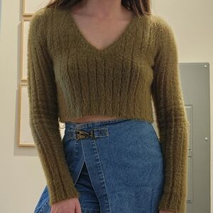Urban Outfitters Fuzzy Olive Green Sweater